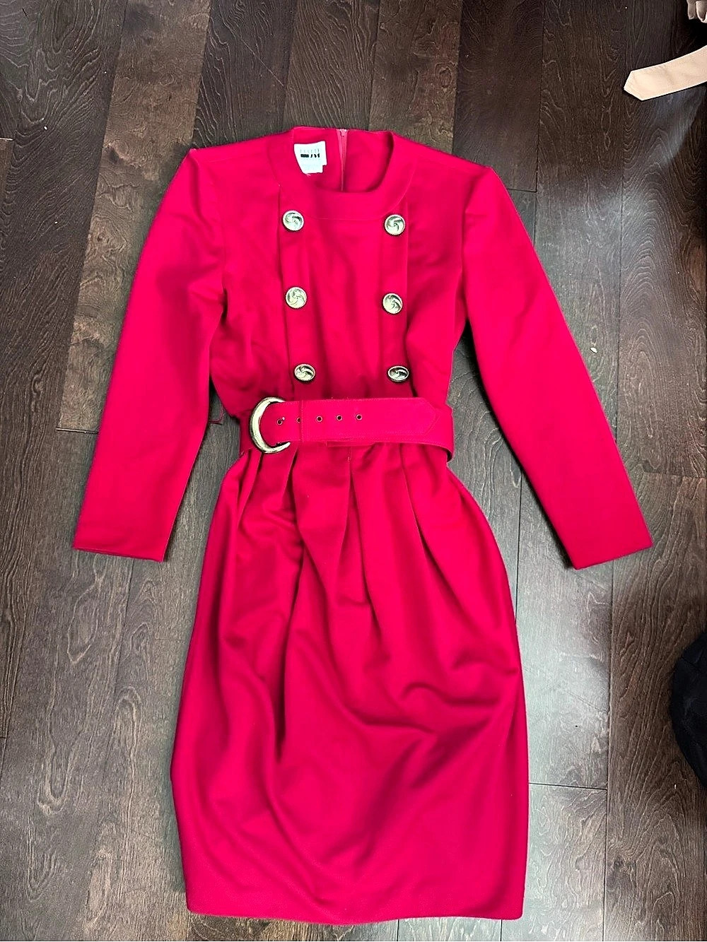 Leslie Fay Belted Double-Breasted Midi Dress Size 8